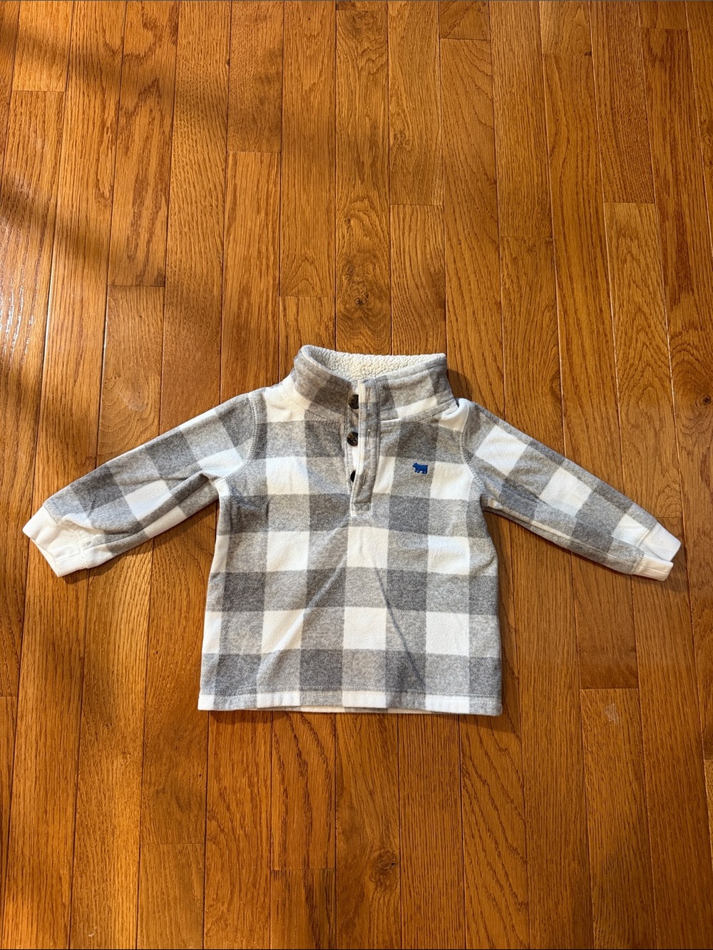 12M Gray & White Plaid Pullover Top with Buttons